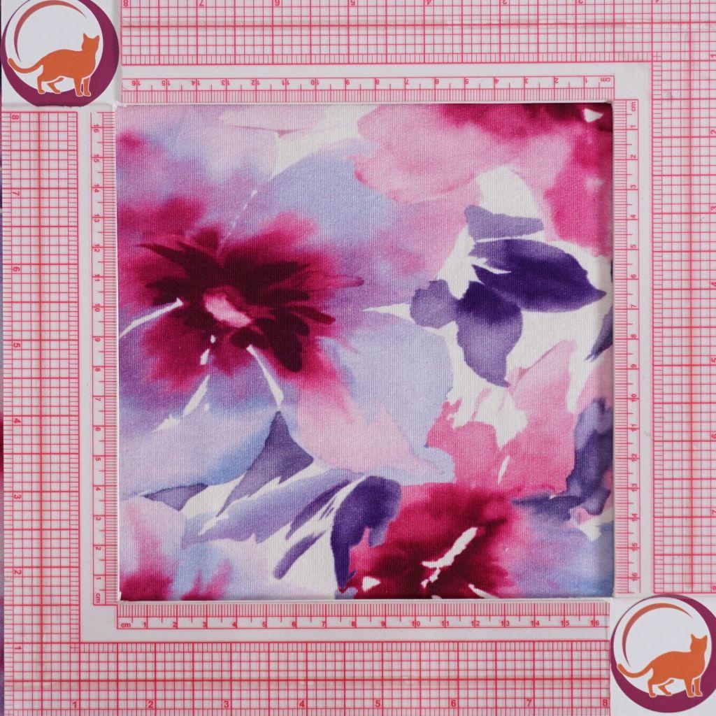 Preview: French Terry Blüten Aquarell pink lila